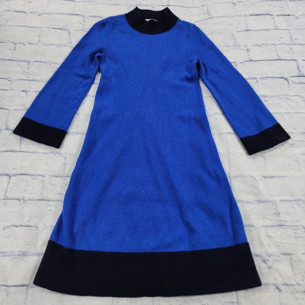 Boden Sweater Dress Women 4 Royal Blue Navy Wool Alpaca Mock Neck Knit A-Line